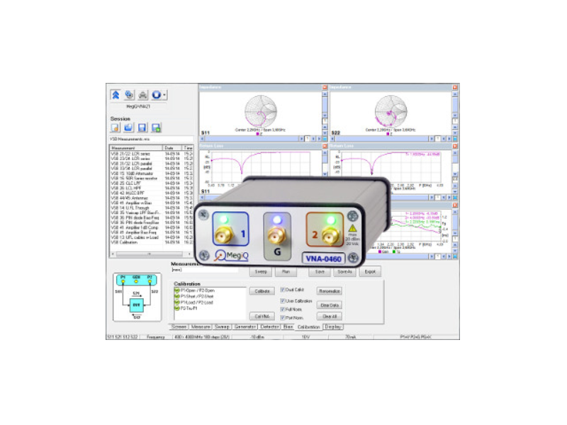 Analizator wektorowy MegiQ VNA-0460e 400MHz – 6GHz 2½-portowy VNA z Bias Generatorem