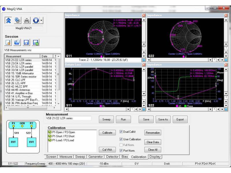 Analizator wektorowy MegiQ VNA-0460e 400MHz – 6GHz 2½-portowy VNA z Bias Generatorem