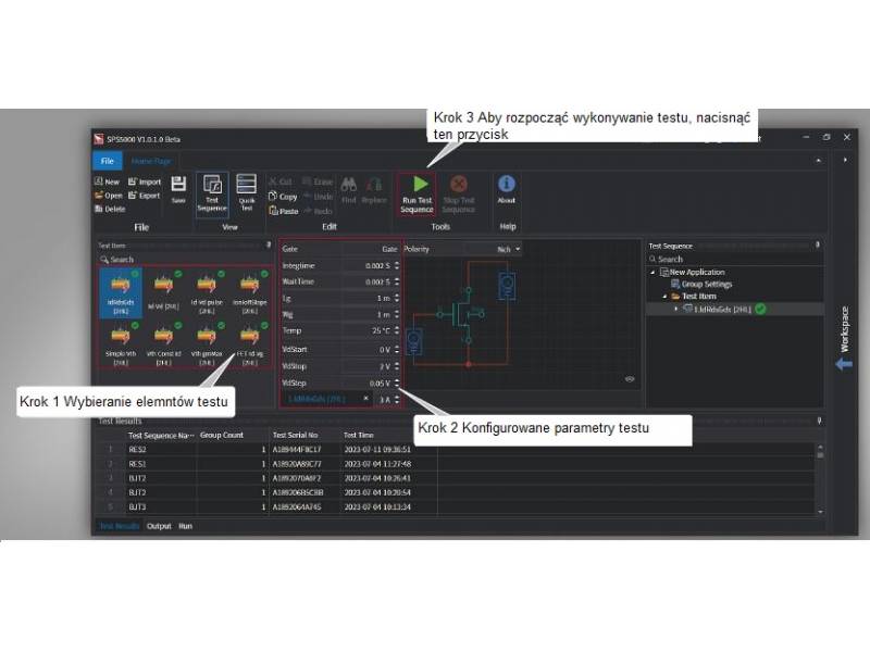 ITECH SPS5000 - oprogramowanie do testowania parametrów półprzewodników